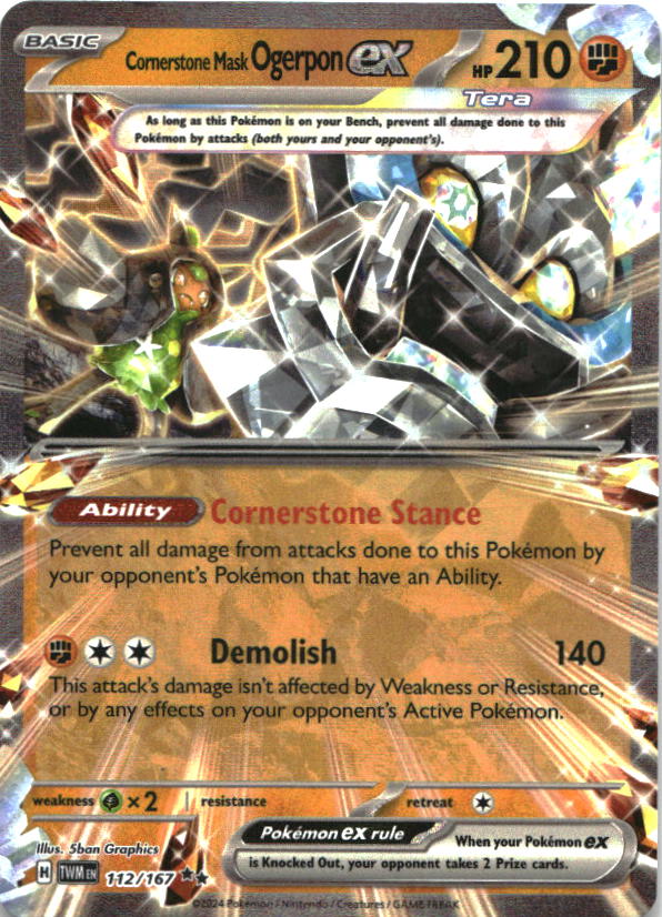 Cornerstone Mask Ogerpon ex 112/167 Double Rare Twilight Masquerade Pokemon NM