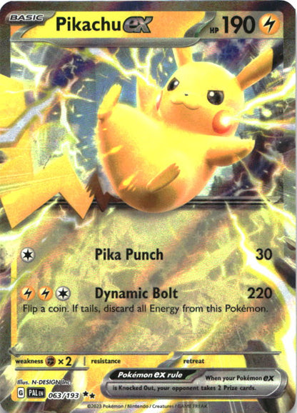 Pikachu ex 063/193 Double Rare Paldea Evolved Pokemon Near Mint