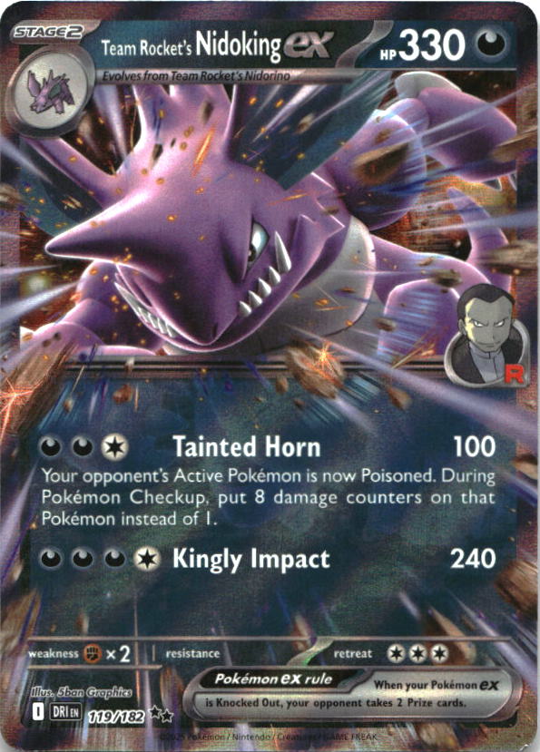 Team Rocket's Nidoking ex 119/182 Double Rare Destined Rivals Pokemon Near Mint