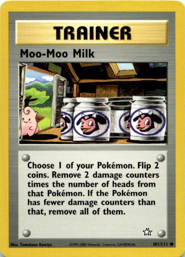 Moo-Moo Milk 101/111 Common Neo Genesis Pokemon Unlimited Vintage