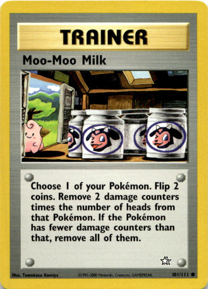Moo-Moo Milk 101/111 Common Neo Genesis Pokemon Unlimited Vintage
