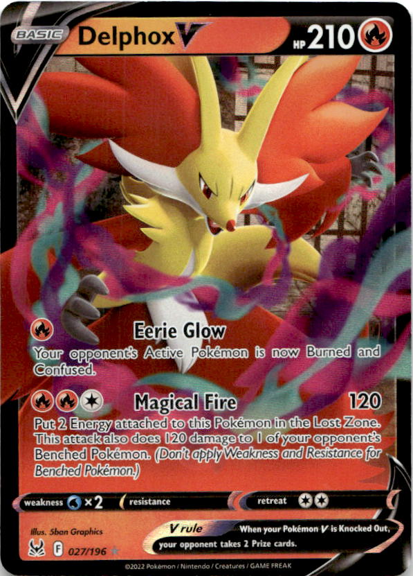 Delphox V 027/196 Holo V Rare Lost Origin Pokemon Near Mint